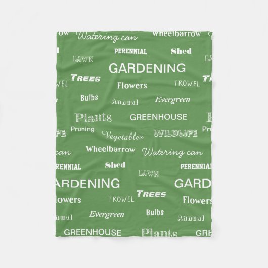 Tuinieren Woorden Patterned Tuin Theme Green Fleece Deken (Voorkant)