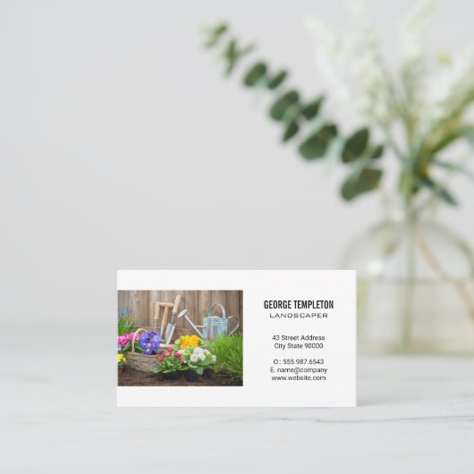 Tuiniergereedschap en benodigdheden visitekaartje (Staand voorkant)