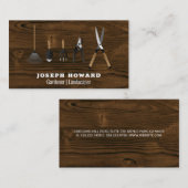 Tuiniergereedschap | Houten plank tafel Visitekaartje (Voorkant / Achterkant)