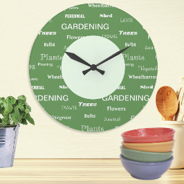 Tuinierwoorden Tuin Thema Patroon Groen Grote Klok