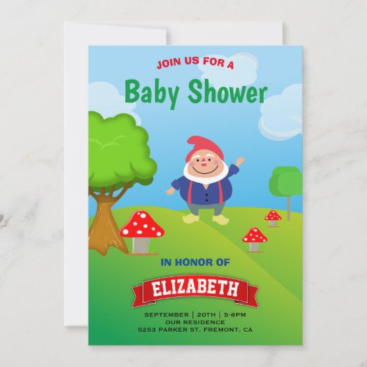 Tuinkabouter Baby Shower Kaart (Voorkant)