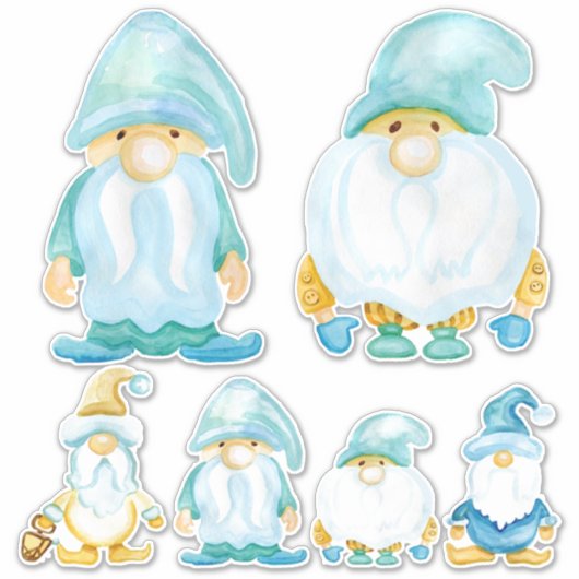 Tuinkabouter Broers Waterverf Geschilderde Kinderk Sticker (Voorkant)