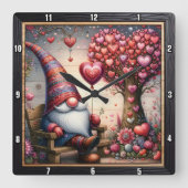 Tuinkabouter Hartenboom voor Valentijnsdag Vierkante Klok (Voorkant)