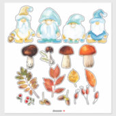 Tuinkabouter Herfst Bosbladeren Paddenstoel Accent Sticker (Vel)