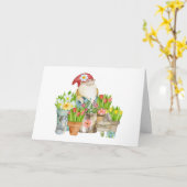 Tuinkabouter met bloemen en kat kaart (Gele Bloem)