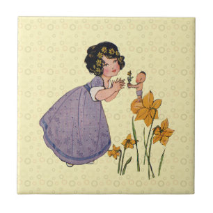 Tuinkabouter Narcis Sprookjesland Lente Pasen Tegeltje