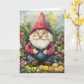 Tuinkabouter Verjaardag Kaart (Gele Bloem)