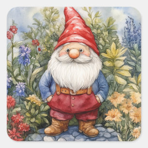 Tuinkabouter Vierkante Sticker