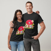 Tuinkabouters en champignonhuis t-shirt (Unisex)