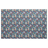 Tuinkabouters met bloemen Navy Blue Patterned Stof (Fat Quarter)