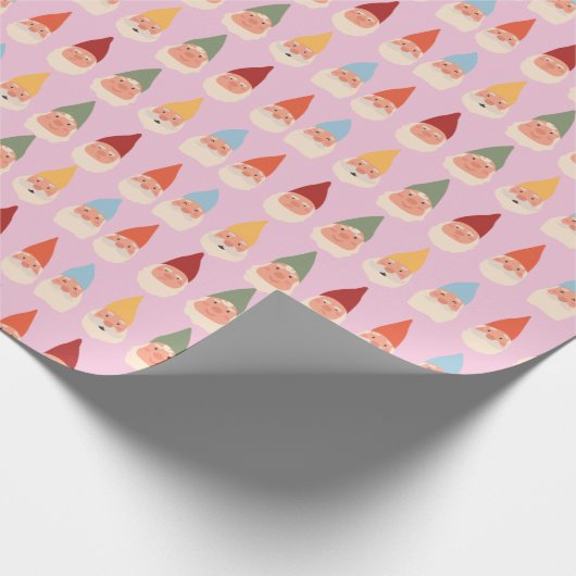 Tuinkabouters Roze Achtergrond Cadeaupapier (Hoek)