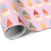 Tuinkabouters Roze Achtergrond Cadeaupapier (Rol Hoek)