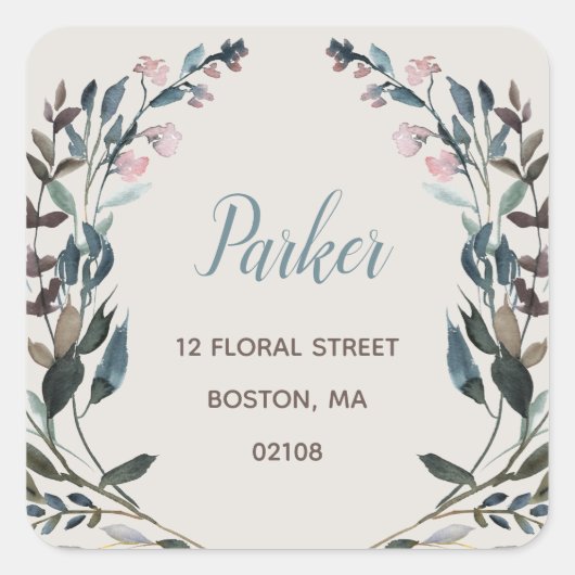 tuinkam | Eggshell Bloemen retouradres Vierkante Sticker (Voorkant)