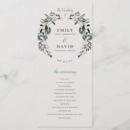 tuinkam | eierschaal | Floral bruiloft ceremonie Programmakaart