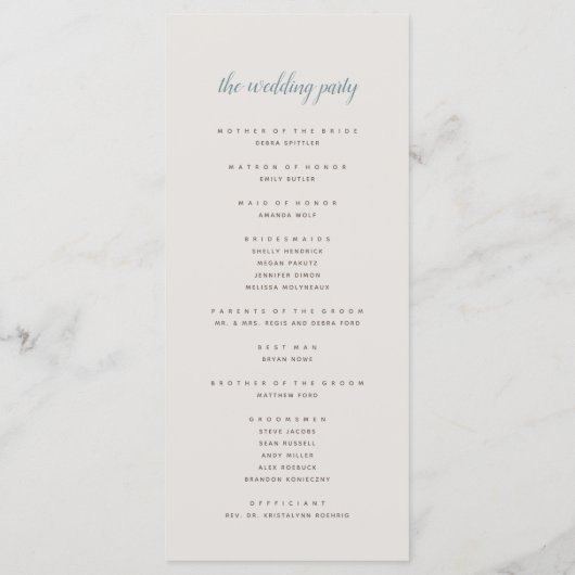 tuinkam | eierschaal | Floral bruiloft ceremonie Programmakaart (Achterkant)