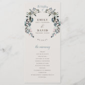 tuinkam | eierschaal | Floral bruiloft ceremonie Programmakaart (Voorkant)