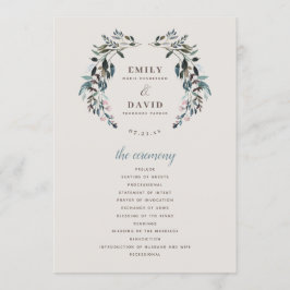 tuinkam | eierschaal | Floral bruiloft ceremonie Programmakaart