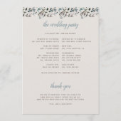 tuinkam | eierschaal | Floral bruiloft ceremonie Programmakaart (Achterkant)