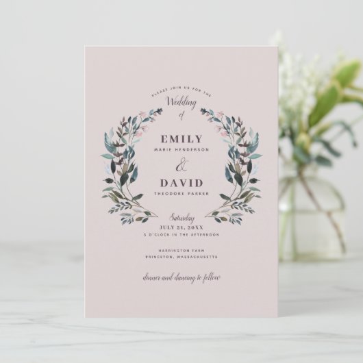 tuinkam | Mauve bruiloft uitnodiging (Staand voorkant)