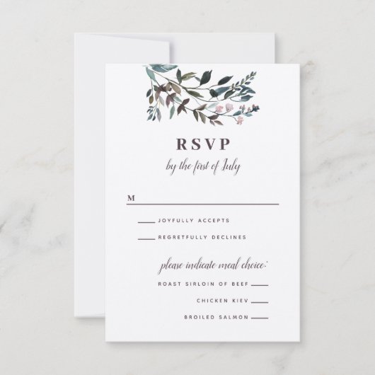 tuinkam | Mauve | Floral Menu Opties Bruiloft (Voorkant)