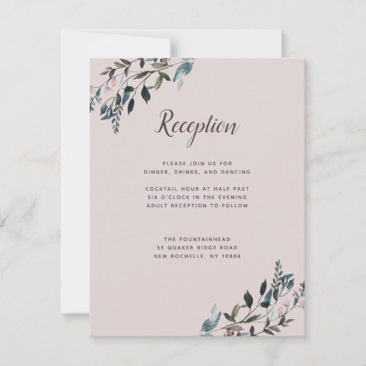 tuinkam | Mauve Paarse Bruiloft Receptie Info RSVP Kaartje (Voorkant)