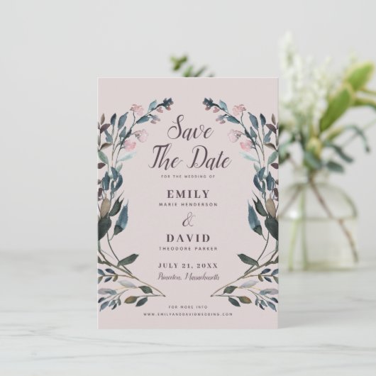 tuinkam | Mauve Paarse bruiloft Save The Date (Staand voorkant)