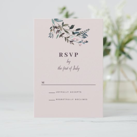 tuinkam | Mauve Trouwantwoord RSVP Kaartje (Staand voorkant)