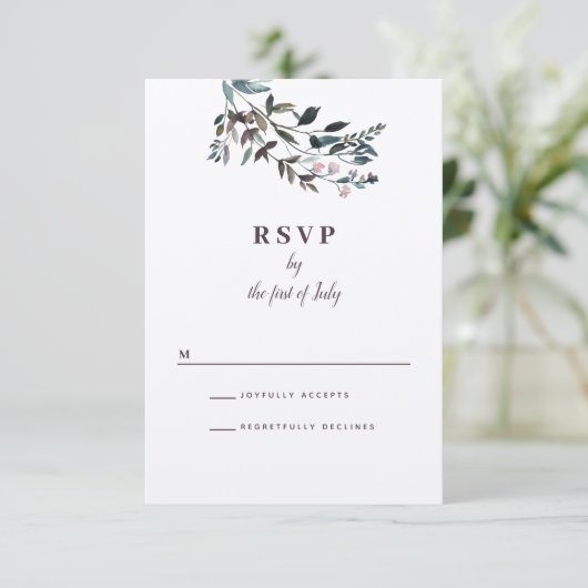tuinkam | Rustic Floral Wedding Response RSVP Kaartje (Staand voorkant)