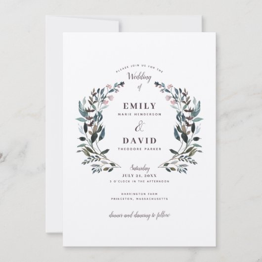 tuinkam | Rustieke bloemenbruiloft uitnodiging (Voorkant)