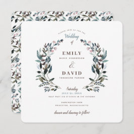 tuinkam | Wit Blauw Bloemen Vierkant Bruiloft Kaart