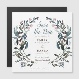 tuinkam | Wit Blauw Bruiloft Save The Date Magnetische Uitnodiging