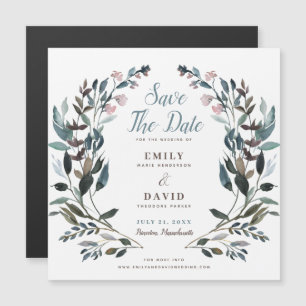tuinkam   Wit Blauw Bruiloft Save The Date Magnetische Uitnodiging