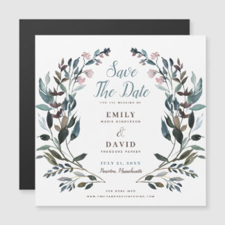 tuinkam | Wit Blauw Bruiloft Save The Date Magnetische Uitnodiging