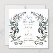 tuinkam | Wit Blauw Bruiloft Save The Date Magnetische Uitnodiging (Voorkant)