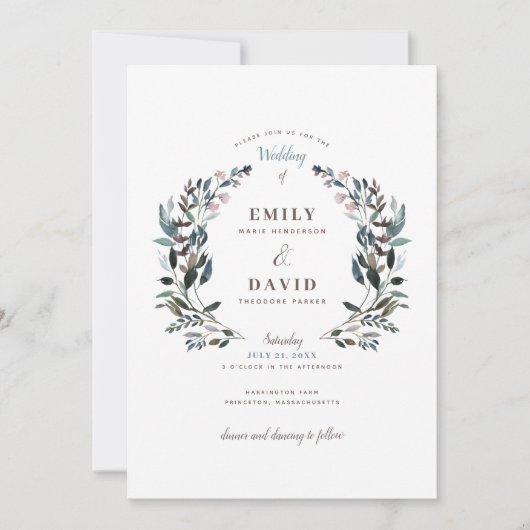 tuinkam | Wit | Huwelijksuitnodiging Kaart (Voorkant)