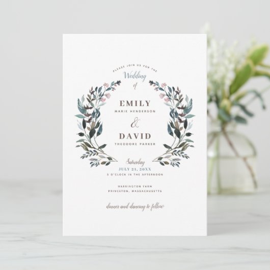 tuinkam | Wit | Huwelijksuitnodiging Kaart (Staand voorkant)