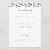 tuinkam | Witte Blauwe Bloemen Huwelijksceremonie Programmakaart (Achterkant)