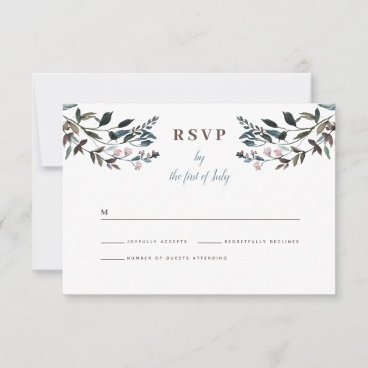 tuinkam | Witte Bloemen Respons Bruiloft RSVP Kaartje (Voorkant)