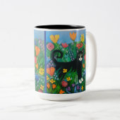 Tuinkat Tweekleurige Koffiemok (Voorkant rechts)