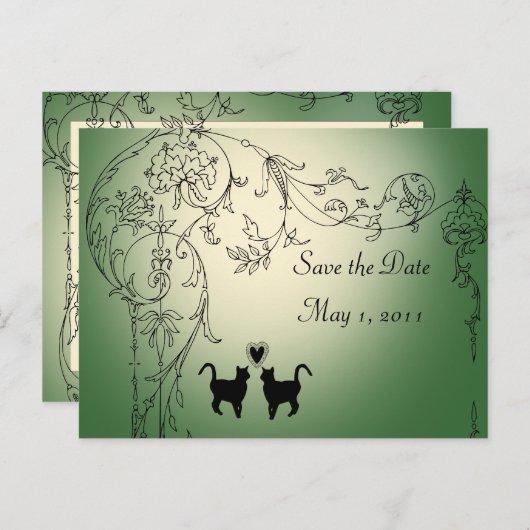 Tuinkatten Sla de datum op Aankondigingskaart (Voorkant / Achterkant)