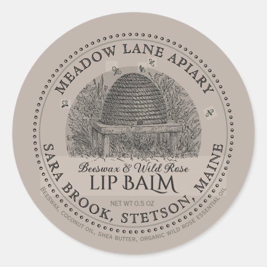  tuinkep bijeswax lip balm ronde sticker (Voorkant)