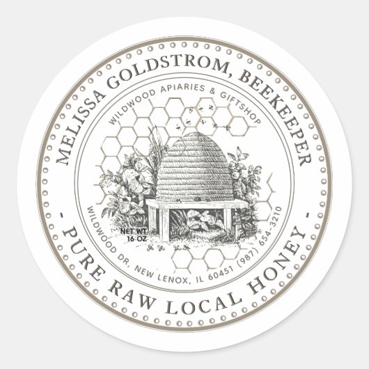  tuinkep honingraathoningraat ronde sticker (Voorkant)