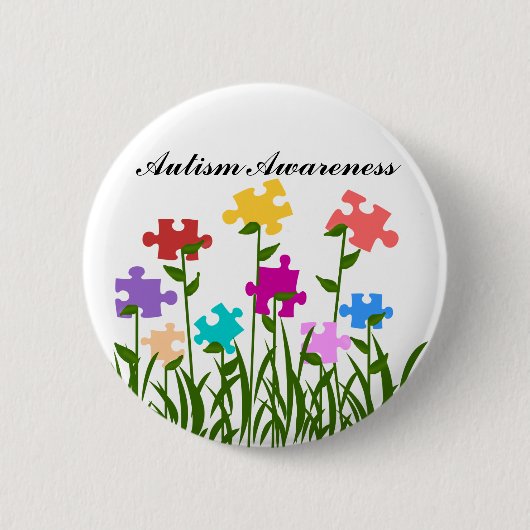 Tuinknop van puzzelstukjes ronde button 5,7 cm (Voorkant)