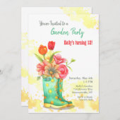 Tuinlaarzen en Bloemen Uitnodiging (Voorkant / Achterkant)