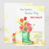 Tuinlaarzen en Bloemen Uitnodiging (Voorkant / Achterkant)