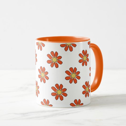 tuinlappen Floral Pattern Oranje Yellow Mok (Voorkant rechts)