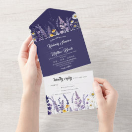 Tuinlavendel & Wilde Bloem Rustieke Bruiloft  Alle All In One Uitnodiging