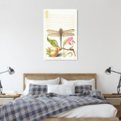 Tuinleven, Libel, Peer, Anjer en Insect Canvas Afdruk (Insitu (Slaapkamer))