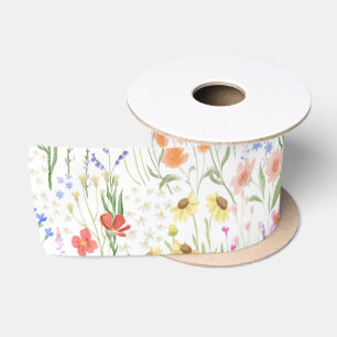 Tuinlicht Achtergrond Wilde bloemen Bloemmotief Satijnen Lint