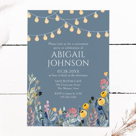 Tuinlichten en Wildbloemen Pensioenfeest Kaart